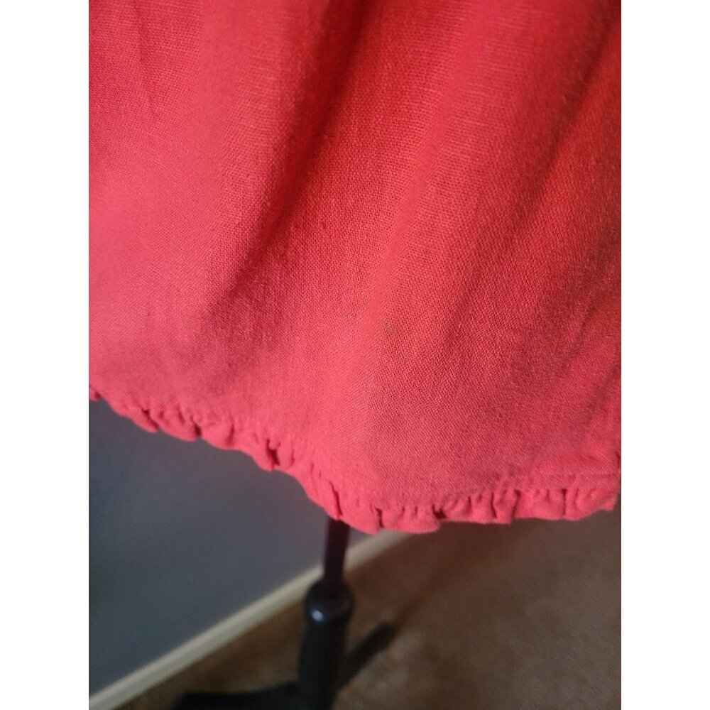 Pine Cove Red Linen 3/4 Sleeve Pearl Button Scallop Hem Line Size 12 City Chic - Picture 7 of 12